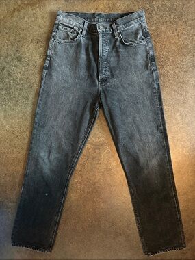 Goldsign Slim Straight Jeans Women 27 Black Like New High Rise Button Fly